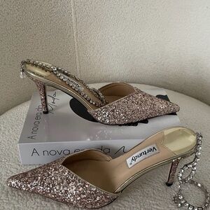 Sparkling Rose Gold Crystal Chain Stiletto Heels – Perfect for Special Occasions